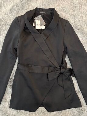 Express Black Satin Tie-Front Blazer size XS NWT